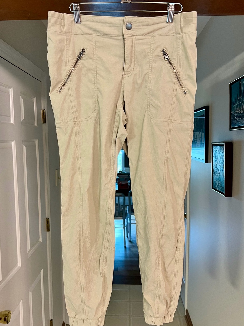Athleta Beige Trekkie Joggers with Zipper Pockets